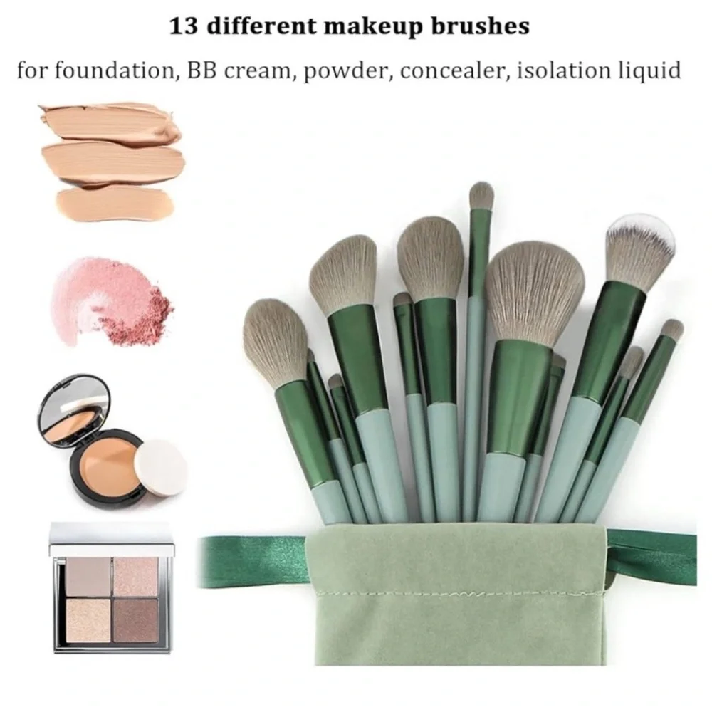 Green Makeup Brush Set